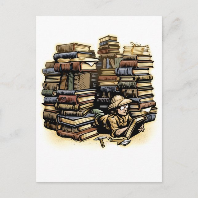 Postal Postcarta para arqueólogo de libros (Anverso)