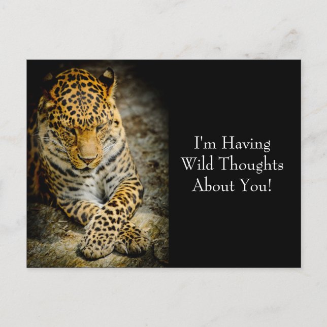 Postal Postcarta "Pensamientos Salvajes" del leopardo res (Anverso)