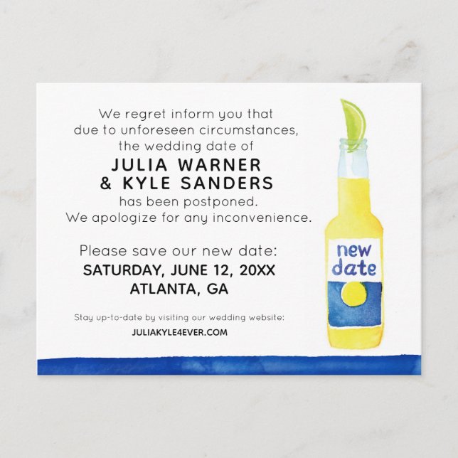 Postal Postcarta pospuesta de boda (Anverso)