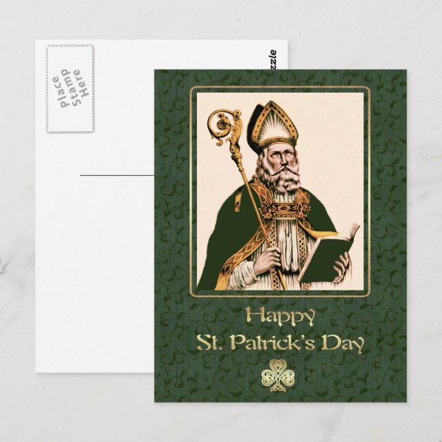 Postal Postcarta religiosa del Día de San Patricio (Anverso / Reverso)