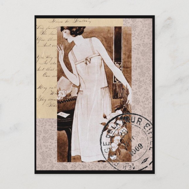 Postal Postcarta romántica de estilo francés (Anverso)