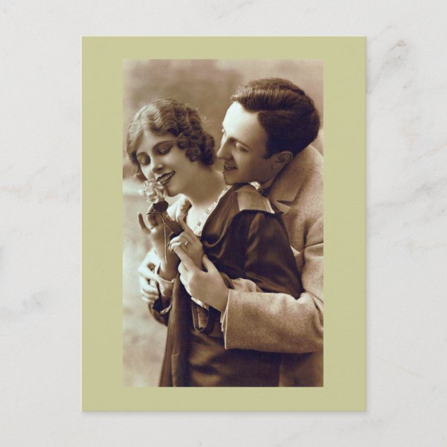 Postal Postcarta romántica retro francesa (Anverso)