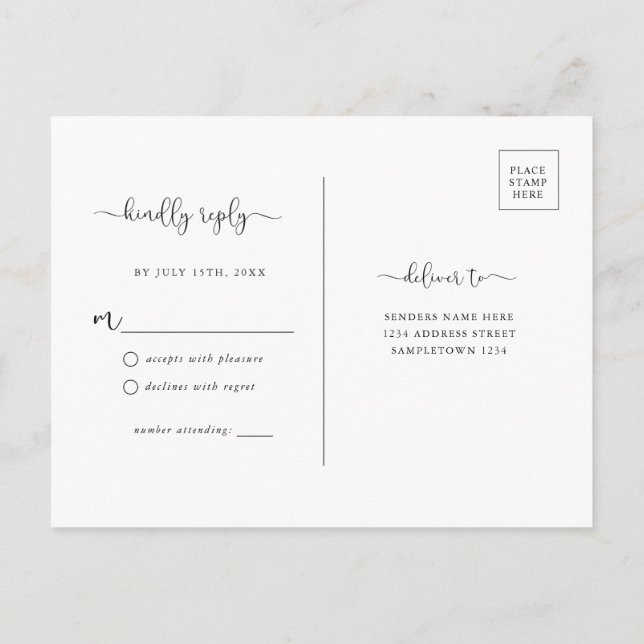 Postal Postcarta RSVP simple Rusa Kraft Brown (Reverso)