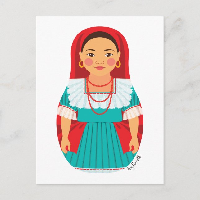 Postal Postcarta salvadoreña Matryoshka (Anverso)