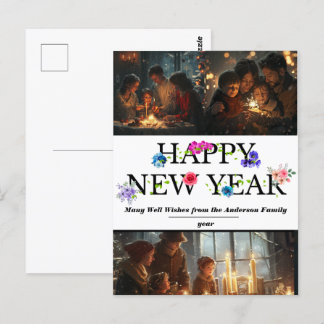 Postal Postcarta simple de celebración de Año Nuevo