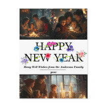 Postcarta simple de celebración de Año Nuevo