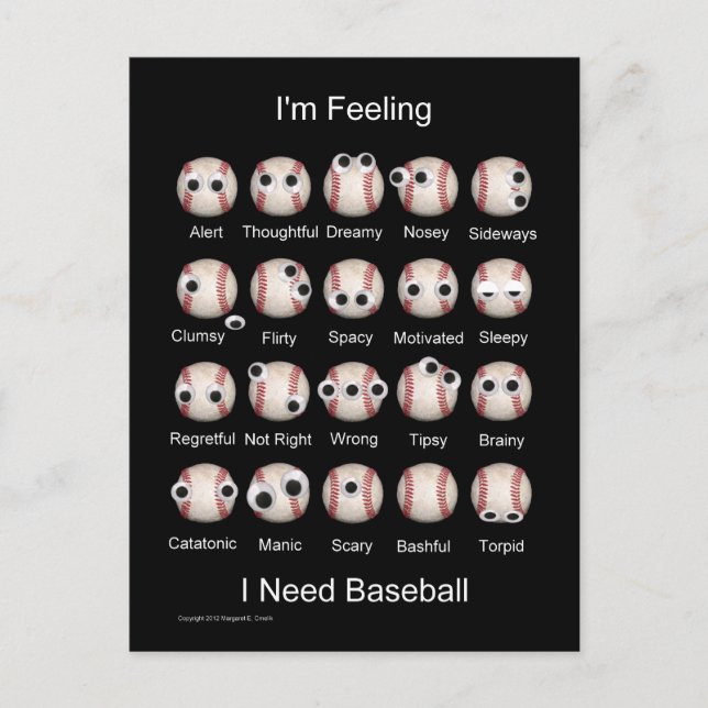 Postal Postcarta sobre emociones de béisbol (Anverso)