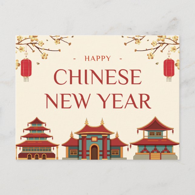 Postal Postcarta tradicional china de celebración de Año  (Anverso)