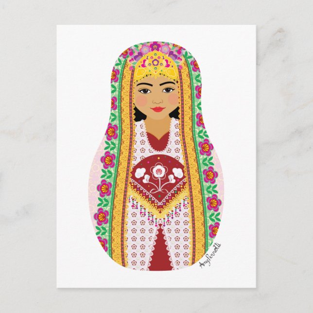 Postal Postcarta uzbeka Matryoshka (Anverso)