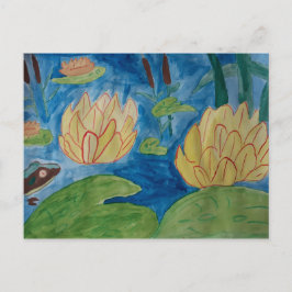 Postal Postcódigo de rana y lirios