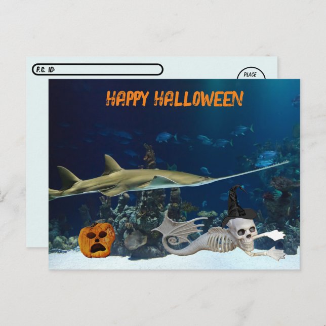 Postal Postcross - Debajo del mar - Postcard de Halloween (Anverso / Reverso)