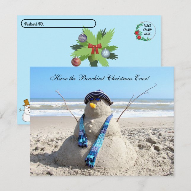 Postal Postcross - Florida Snowman Navidades Postcard (Anverso / Reverso)