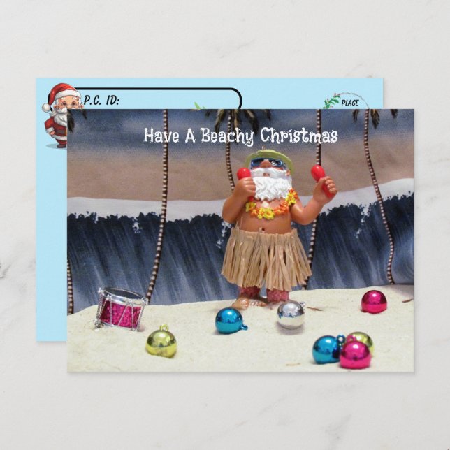 Postal Postcross - Navidades Fiestas de Santa Claus Beach (Anverso / Reverso)