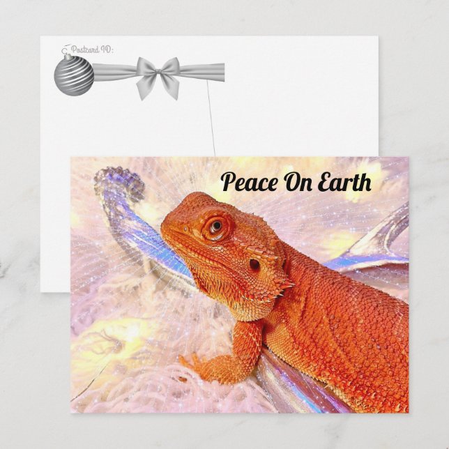 Postal Postcross - teak the Bearded Dragon Navidades (Anverso / Reverso)