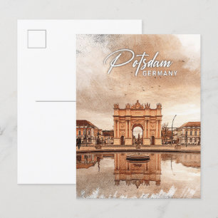 Postal Postdam Alemania Viaje a lápiz de color