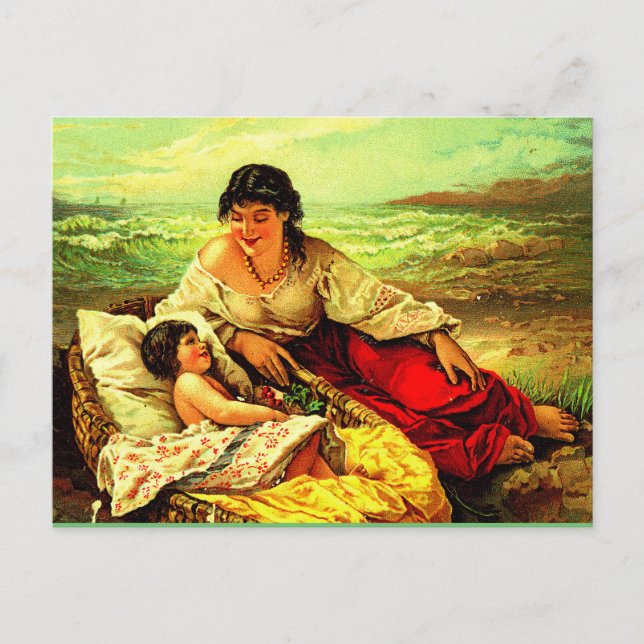 Postal ¡Postea recuerdos de madre e hijo a orillas del ma (Anverso)