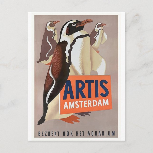 Postal Poster 1947 de los pingüinos de Amsterdam del (Anverso)