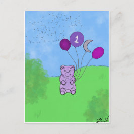 Postal Póster 1er cumpleaños de Gummy Bear