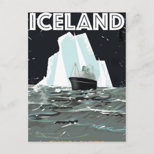 Postal Póster antiguo de Islandia