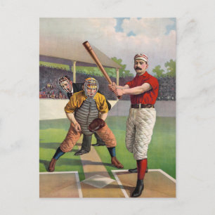 Postal Póster Antiguo de Jugadores de Béisbol