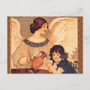 Postal Póster Antiguo del Ángel de Chocolate Francés: Art