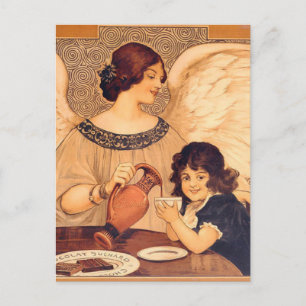 Postal Póster Antiguo del Ángel de Chocolate Francés: Art