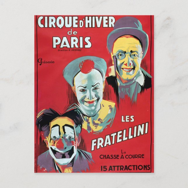 Postal Poster anunciando el "Circo de París" (Anverso)