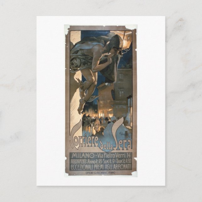 Postal Poster anunciando el "Corriere della Sera", prin (Anverso)