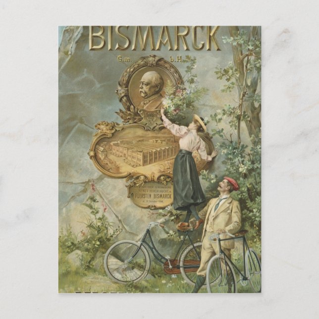 Postal Poster anunciando Fahrad Werke Bismarck (Anverso)