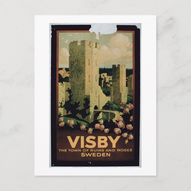 Postal Poster anunciando la ciudad de Visby, Suecia (colo (Anverso)