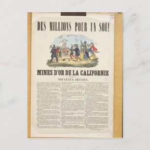 Postal Poster anunciando las minas de oro en California