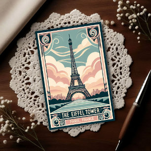 Postal Póster Art Déco de la Torre Eiffel de París de 191