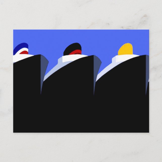 Postal Poster Art Deco de los buques de crucero de época (Anverso)