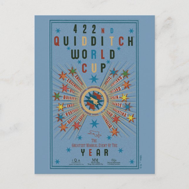 Postal POSTER azul de la Copa del Mundo QUIDDITCH™ (Anverso)