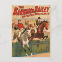 Poster Circo De Jinetes En Caballos Saltando Una C