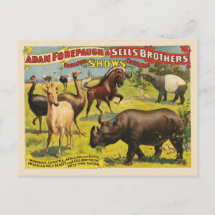 Postal Poster Circus Para Adam Forepaugh Y Vende Hermanos