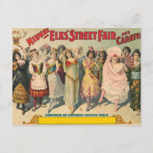 Postal Poster Circus Que Muestra A Las Mujeres En Disfraz