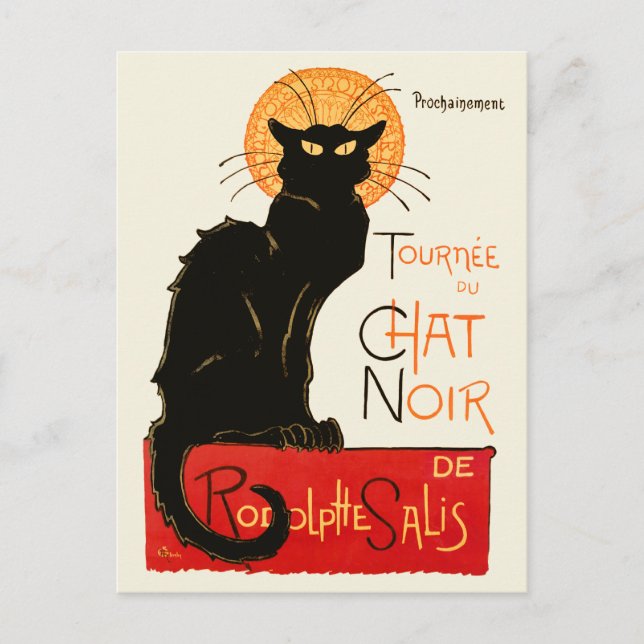 Postal Póster Clásico Gato Negro de Steinlen Chat Noir Fr (Anverso)