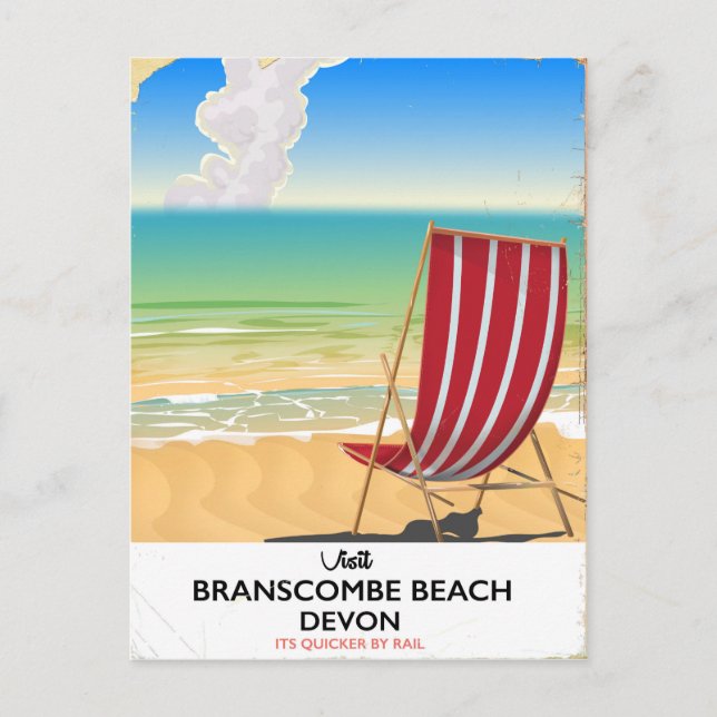 Postal Poster costero de Branscombe Beach Devon (Anverso)