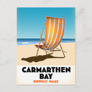 Postal Poster costero de Carmarthen Bay Kidwelly Wales