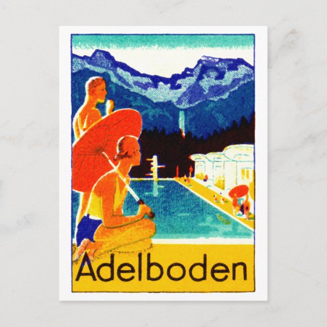 Postal poster de Adelboden Suiza 1925 (Anverso)