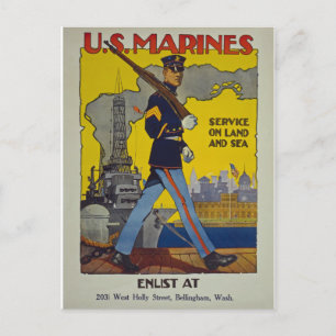 Postal Poster de alistamiento naval estadounidense vintag