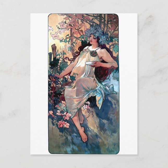 Postal poster de art nouveau de otoño de este año (Anverso)