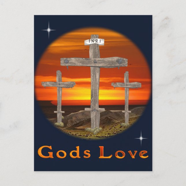 Postal Poster de arte cristiano de origen calvario (Anverso)