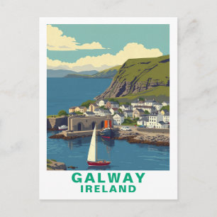Postal Póster de arte de viaje retro Galway Irlanda