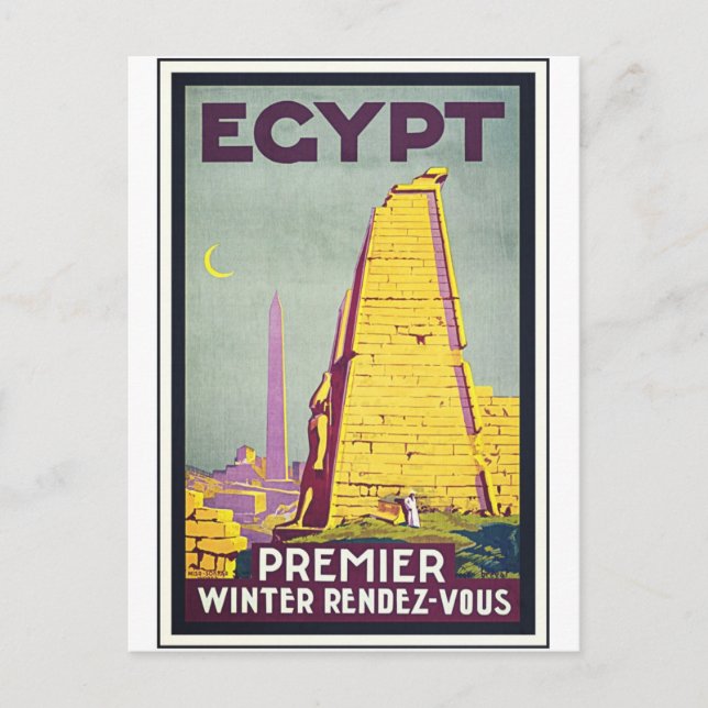 Postal Poster de arte de viajes de cosecha de Egipto (Anverso)