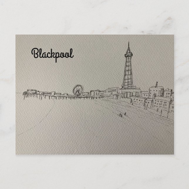 Postal Poster de arte original de la Torre Blackpool (Anverso)