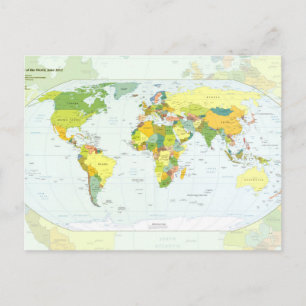 Postal Póster de Atlas Mapa Mundial Político: Decoración