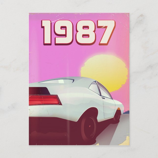 Postal póster de automóvil deportivo de 1987 (Anverso)