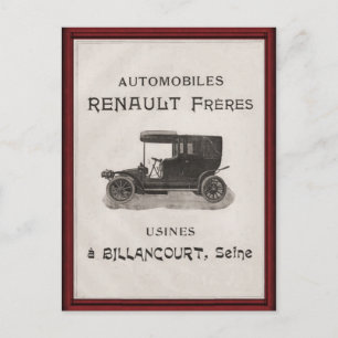 Postal Poster de automóviles Vintage REnault